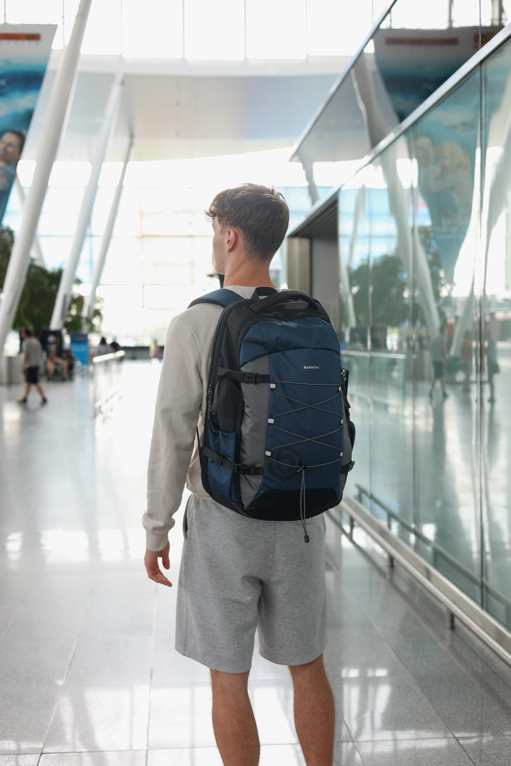 BARRENS Borsa per cabina bagagli a mano, 55 x 40 x 20 cm, zaino da viaggio leggero, 38 l, per aereo con elementi riflettenti e design ergonomico