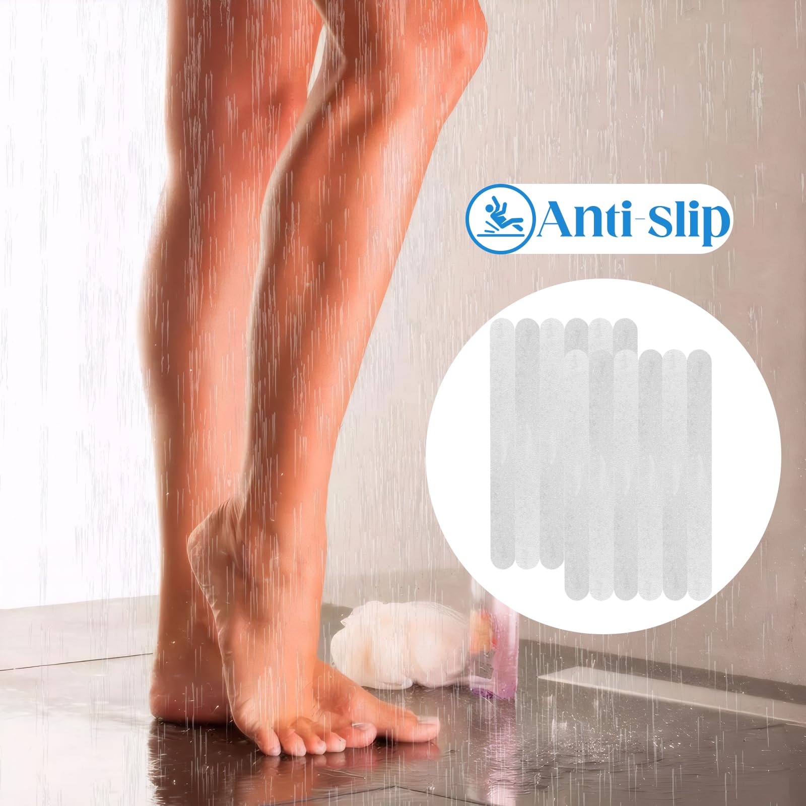 Zoolinn Non-Slip Bathroom Tape - 24 PC Anti-Slip Bathtub Stickers With Scraper (Clear Diamond)
