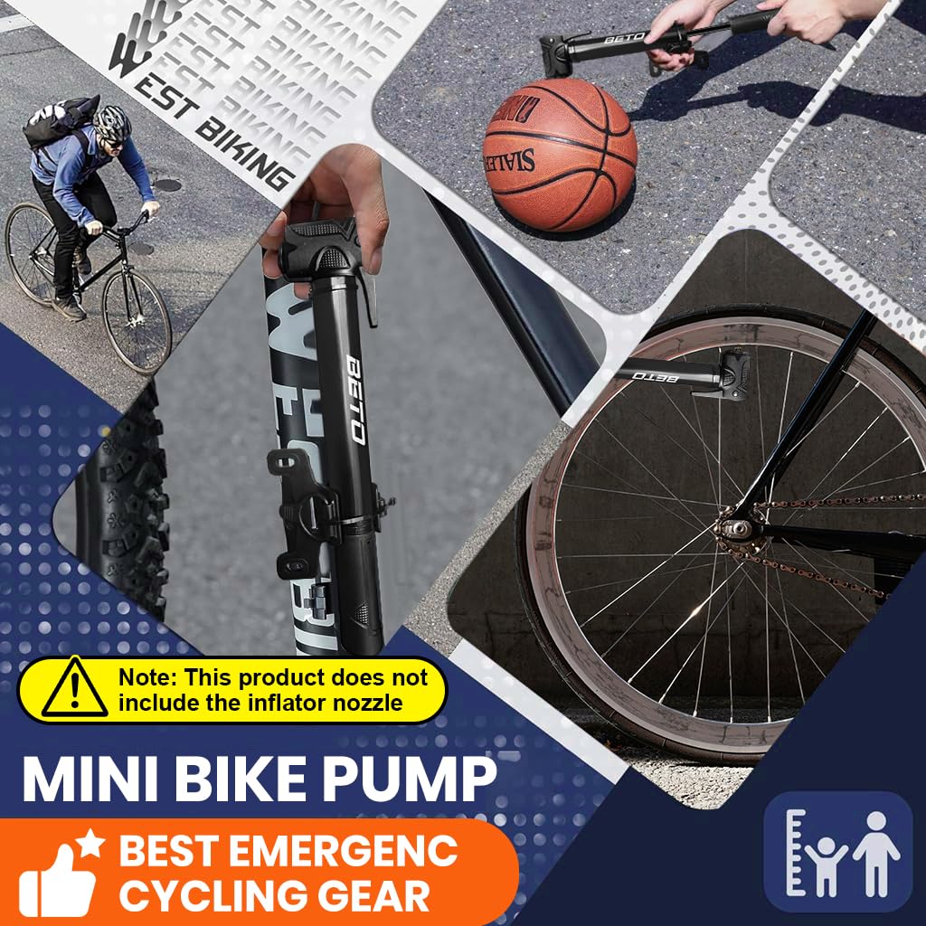 HASTHIP® Bicycle Pump, Portable Mini Bike Pump, with Mounting Bracket and  Air Valve Nozzle Manual Bike Pump, Lightweight Bike Tyre Pump for Road - Main Image