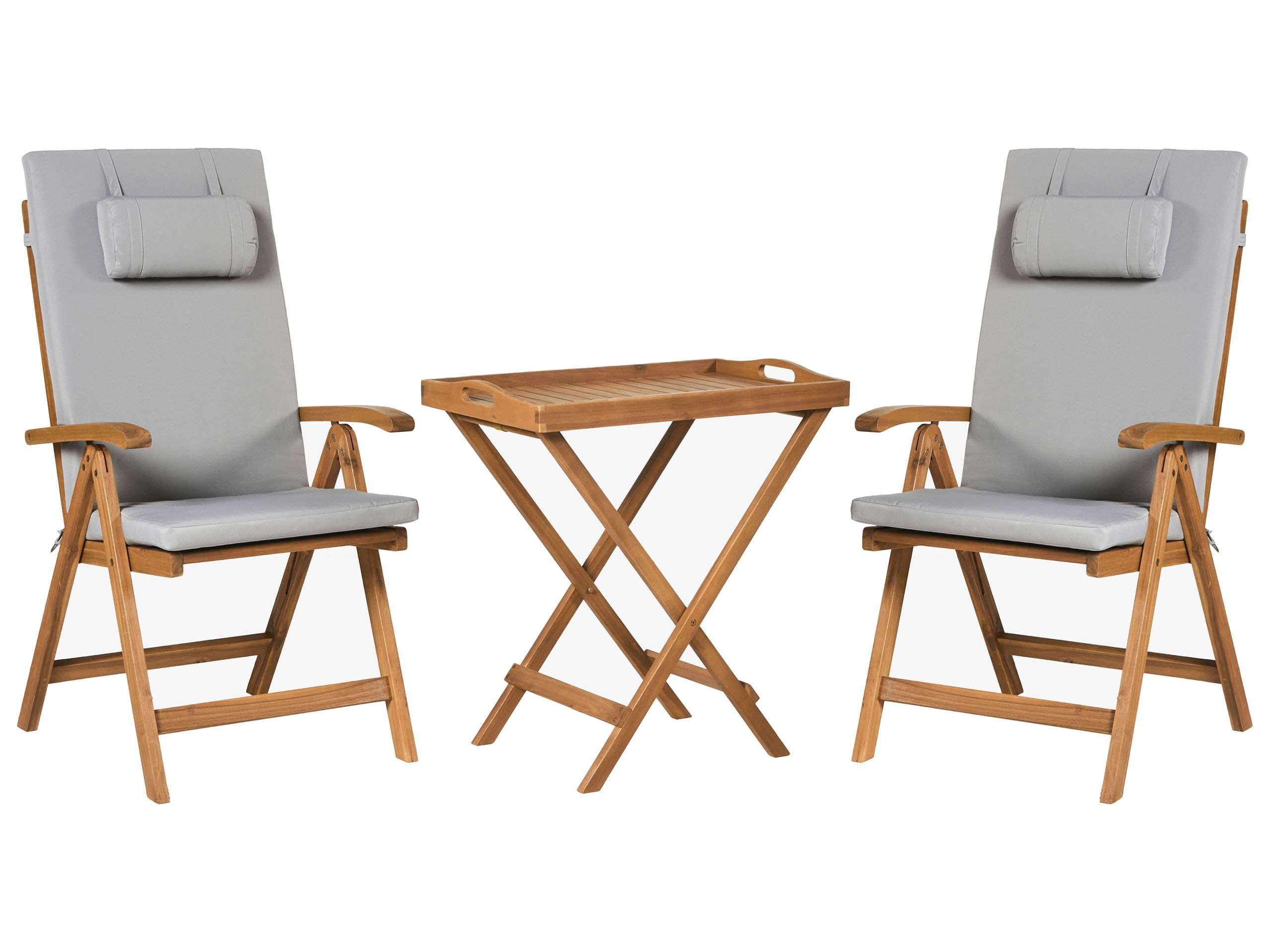 Table et chaises pliables en acacia Beliani pour petit balcon et terrasse