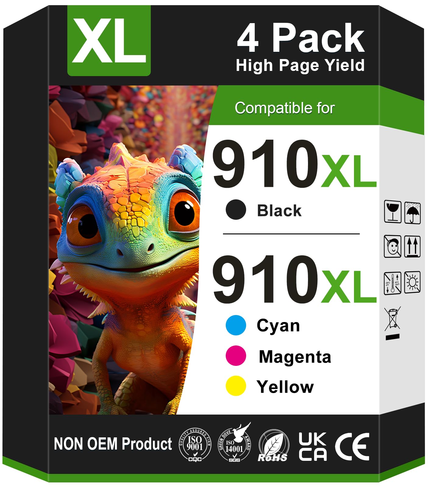 910XL 910 Ink Cartridge Replacement for HP 910XL Ink Cartridges Combo Pack for HP910 HP910XL Ink 4-Pack Work with OfficeJet Pro 8010e 8015e 8020e 8025e 8028e 8035e 8015 8020 8030 8035 Printer