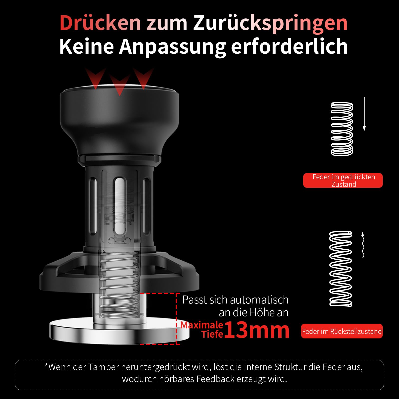 MHW-3BOMBER Yu Impact Kaffee Tamper 54 mm, Konstanter Druck Tamper mit Sound Feedback, Eingebaute 4 federbelasteten, 54mm Kaffee Tamper,Barista Zubehör Espresso Zubehör, Modell: T6147-OS