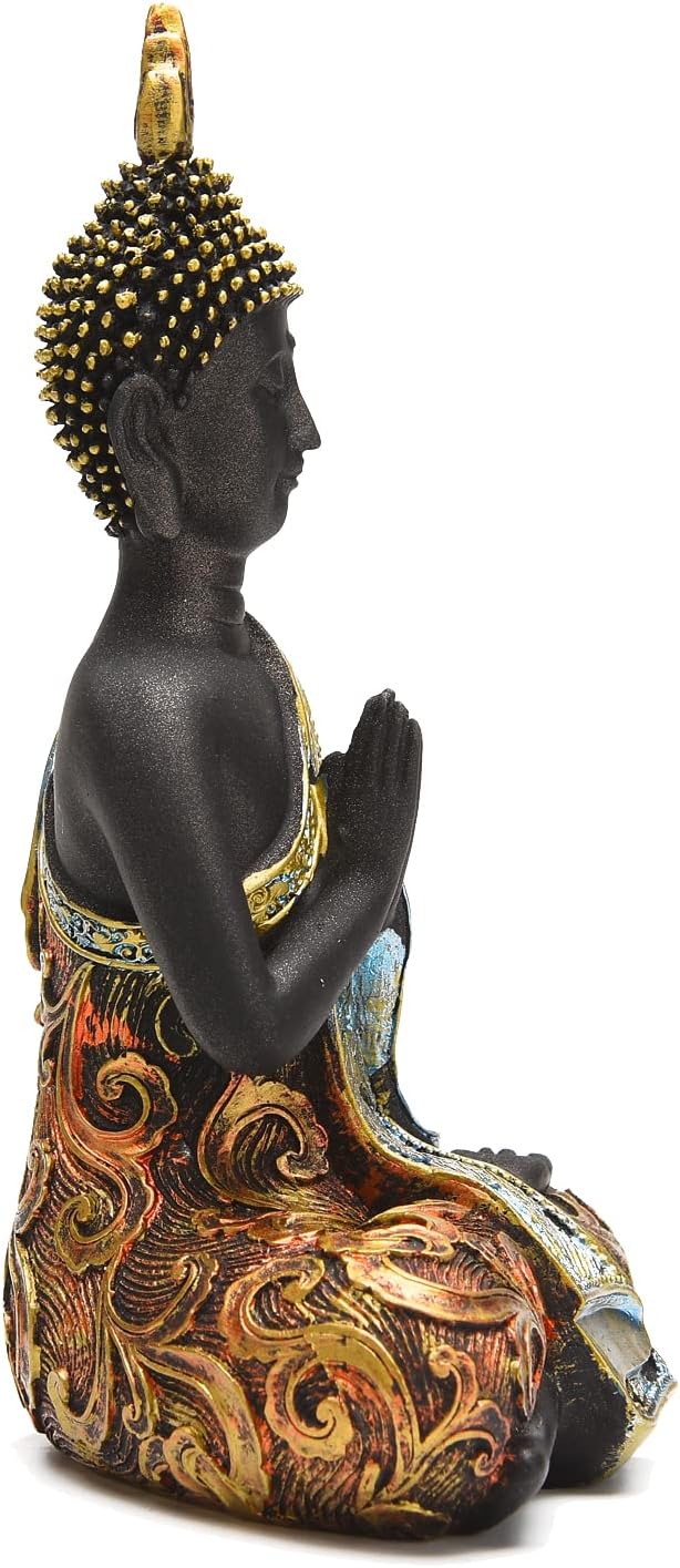 BRASSTAR Resin Thai Buddha Statue Feng Shui Buddha Sculpture Home Art Decor Luck Wealth Gift Collection TQGJPT420