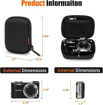 Cwatcun Digital Camera Case,Small Carrying & Protective Case for CAMKORY/AbergBest 2.7 LCD Kodak Pixpro/Canon PowerShot ELPH 180/190 /DSCW830