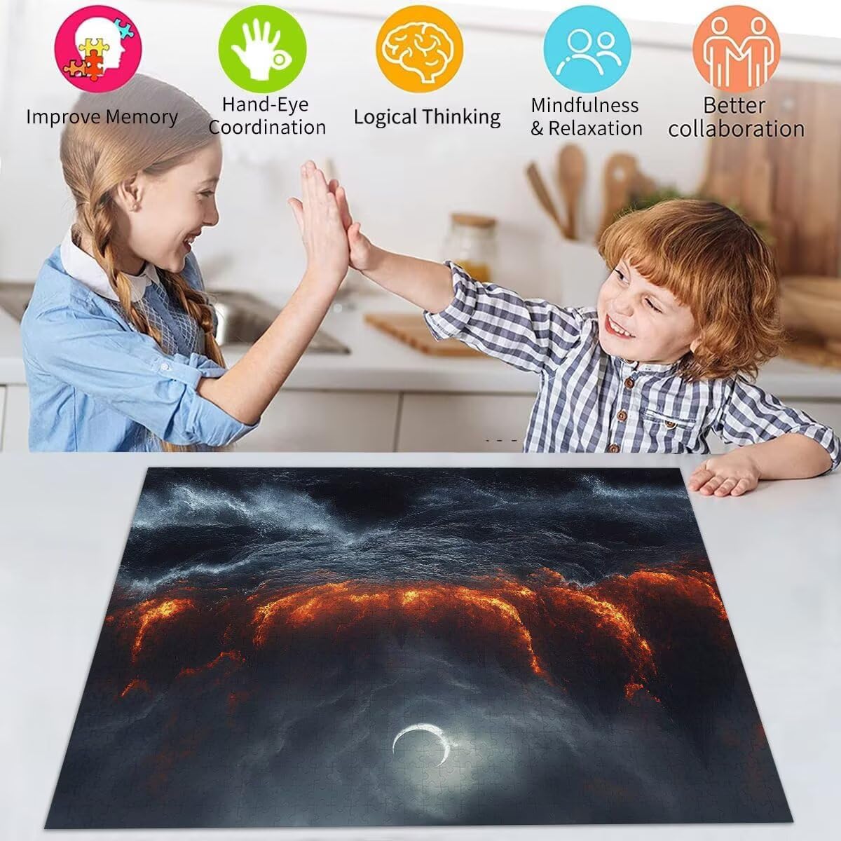 Puzzle Erwachsene 2000 Teile Mond Ozean Educa Jigsaw für Kinder ab 8 Jahren Mädchen Jungen, Erwachsene Impossible Klassische Puzzles Schwer, Anspruchsvoll Spielspaß, Als Familienspiel 70x99cm t-988