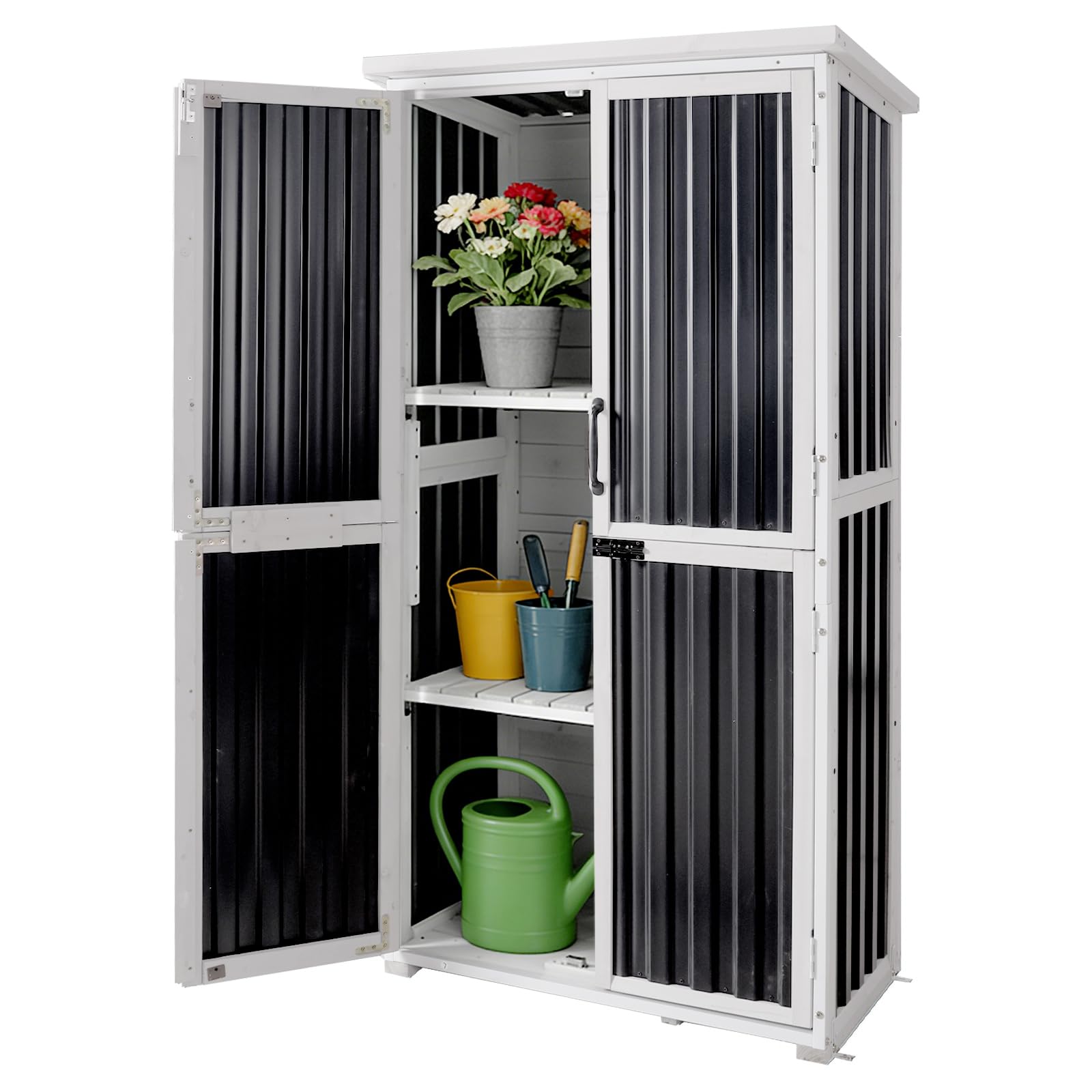 Amazon.com : Aivituvin Outdoor Storage Shed with Wood and Metal