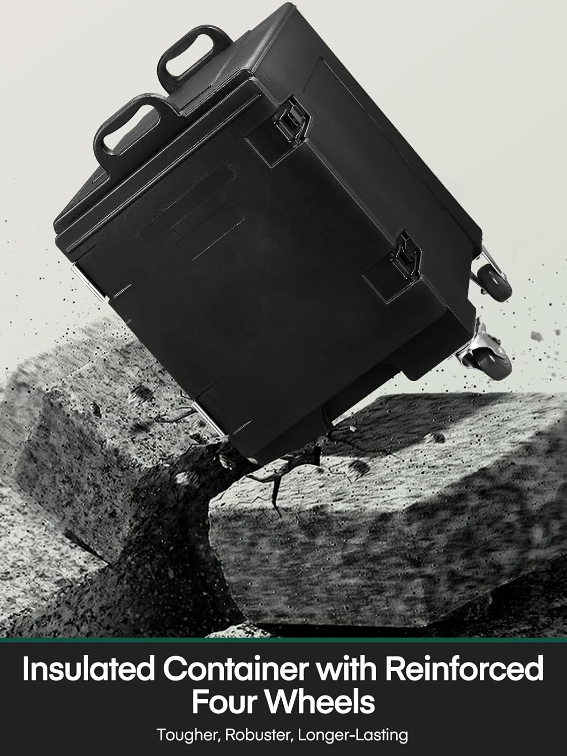 Catering Food Warmer w/Wheels, 82QT Insulated Food Pan Carrier, LLDPE Food Warmer Box for 5 Full-Size Pan, Stackable, Front Loading Food Box Carrier w/Handles, Hot Boxes for Catering,Party