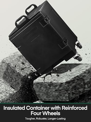 Miniatura 8 de Calentador de alimentos para catering con ruedas, 82 cuartos de galón aislado para alimentos, caja calentadora de alimentos LLDPE para 5 sartenes de