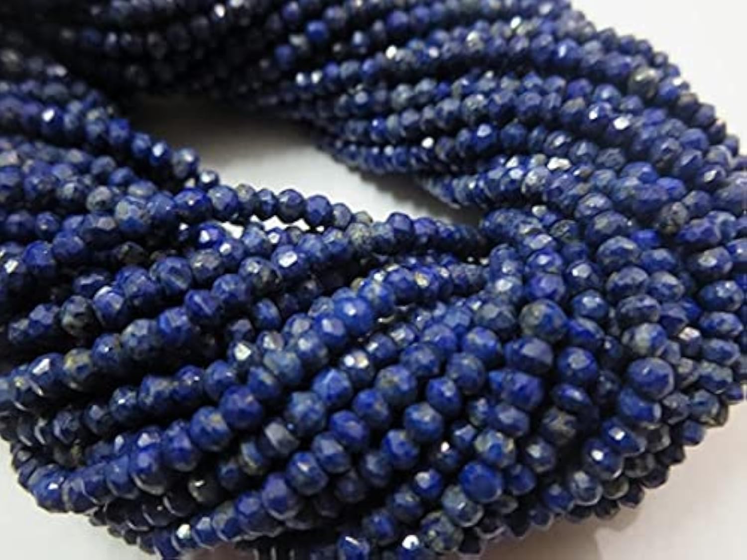 Perles de lapis-lazuli naturel taillées en micro rondelles de 4mm, pierres de qualité supérieure