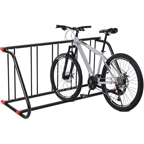 Commercial Grid Bike Rack - Heavy Duty Metal Floor Bike Stand, Outdoor Bicycle Rack for Garage, School, Outdoor Parking, Bike Shop, 5-Bicycle Capacity (Single & Double Sided)