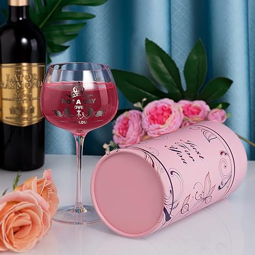 Miniatura 3 de Regalos para mujeres, "Not a Day Over Fabulous" Copas de vino personalizadas, Regalos de cumpleaños, Copas de vino, Regalos del día de la madre