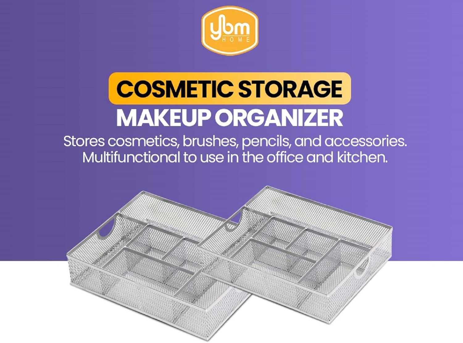 YBM HOME Cosmetic Storage Makeup Organizer Holds Your Cosmetics, Makeup Brushes, Pencils and Accessories, Designed for Vanity Bathroom or Counter Dresser, Stainless Steel Mesh Design 1152