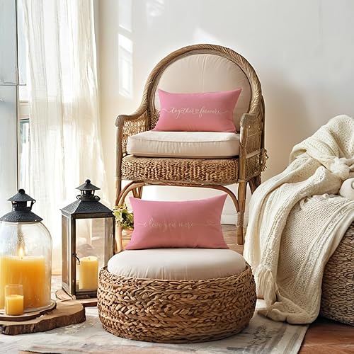 Vista 20 de Juego de 2 fundas de almohada lumbar con texto en inglés "I Love You More Together Forever", regalo para parejas, aniversario, boda, compromiso, día