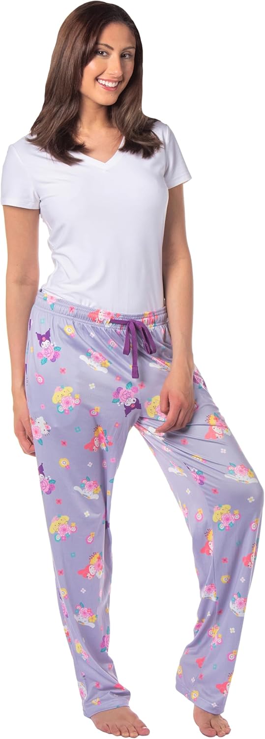 Women's Sanrio Hello Kitty and Friends My Melody Kuromi Cinnamaroll Pompompurin Floral Adult Pajama Pants - Image 2