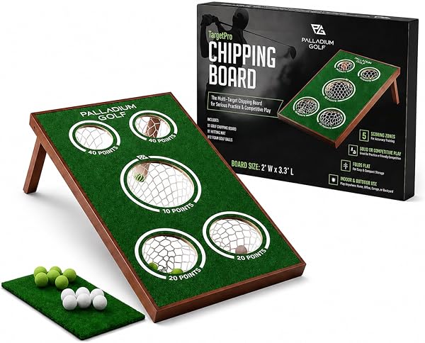 Palladium Golf Chipping Game Board - Solid Wood Golf Game Cornhole Set - Heavy Duty Practice and Play Equipment - Great for Adults and Kids, Indoor and Outdoor Use