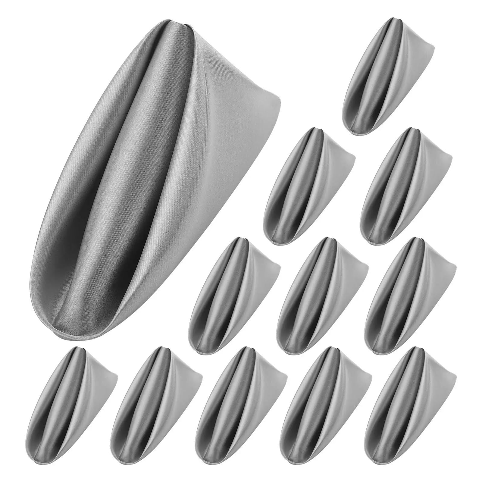 Silky Satin Cloth Napkins, Satin Dinner Napkins 10PC Square 43x43cm(Grey)