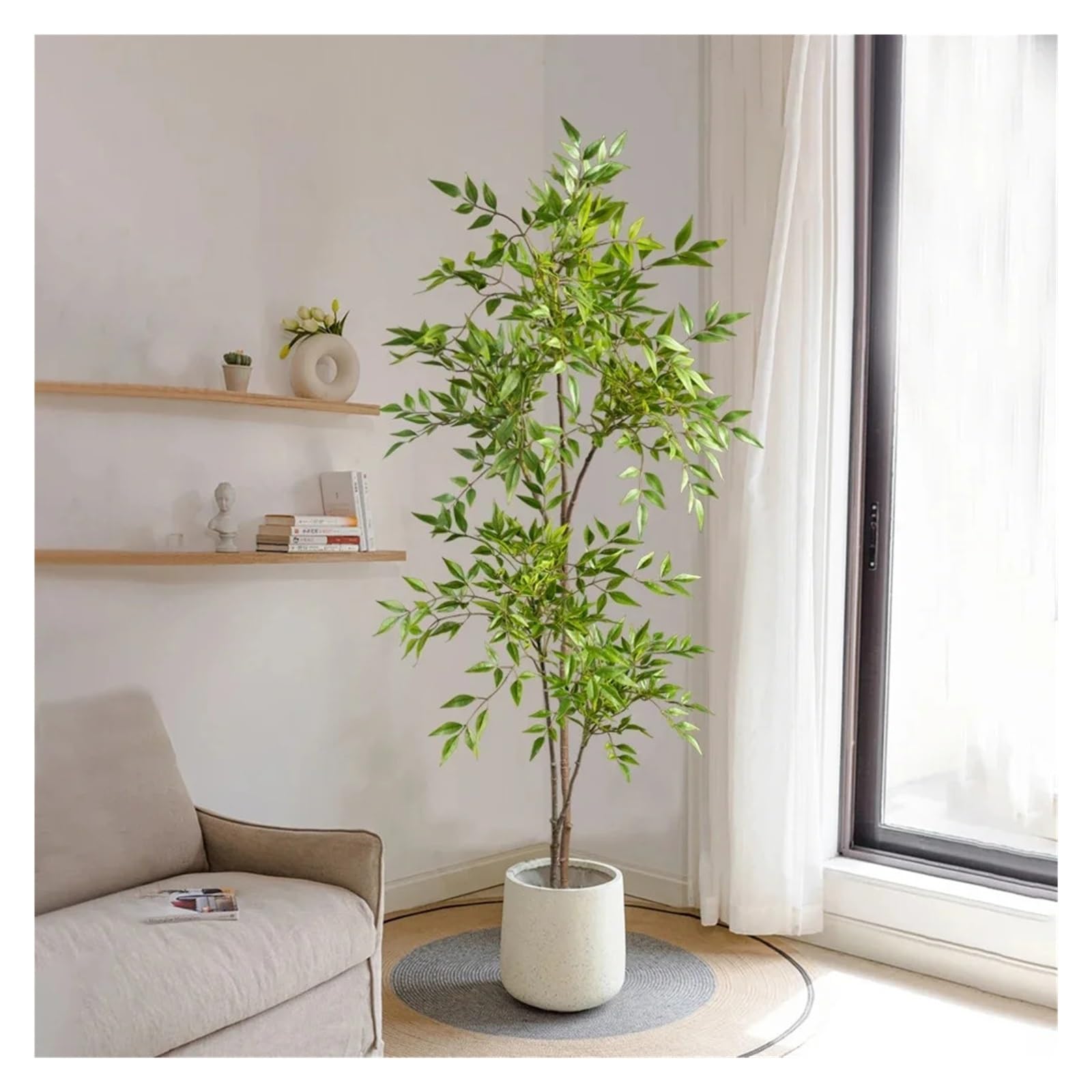 Künstliche Tannenzweige 75–140 cm künstliche Pflanzen, Nandina-Baum, grün, hohe, Blätter, Zweige for die Dekoration von Haus, Garten und Büro(75cm 1 Branch)