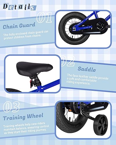 Miniatura 5 de BMX Style 12, 14, 16 pulgadas, ruedas de entrenamiento para niños, bicicleta de 20 pulgadas con soporte para niños y niñas de 2 a 14 años, posavasos