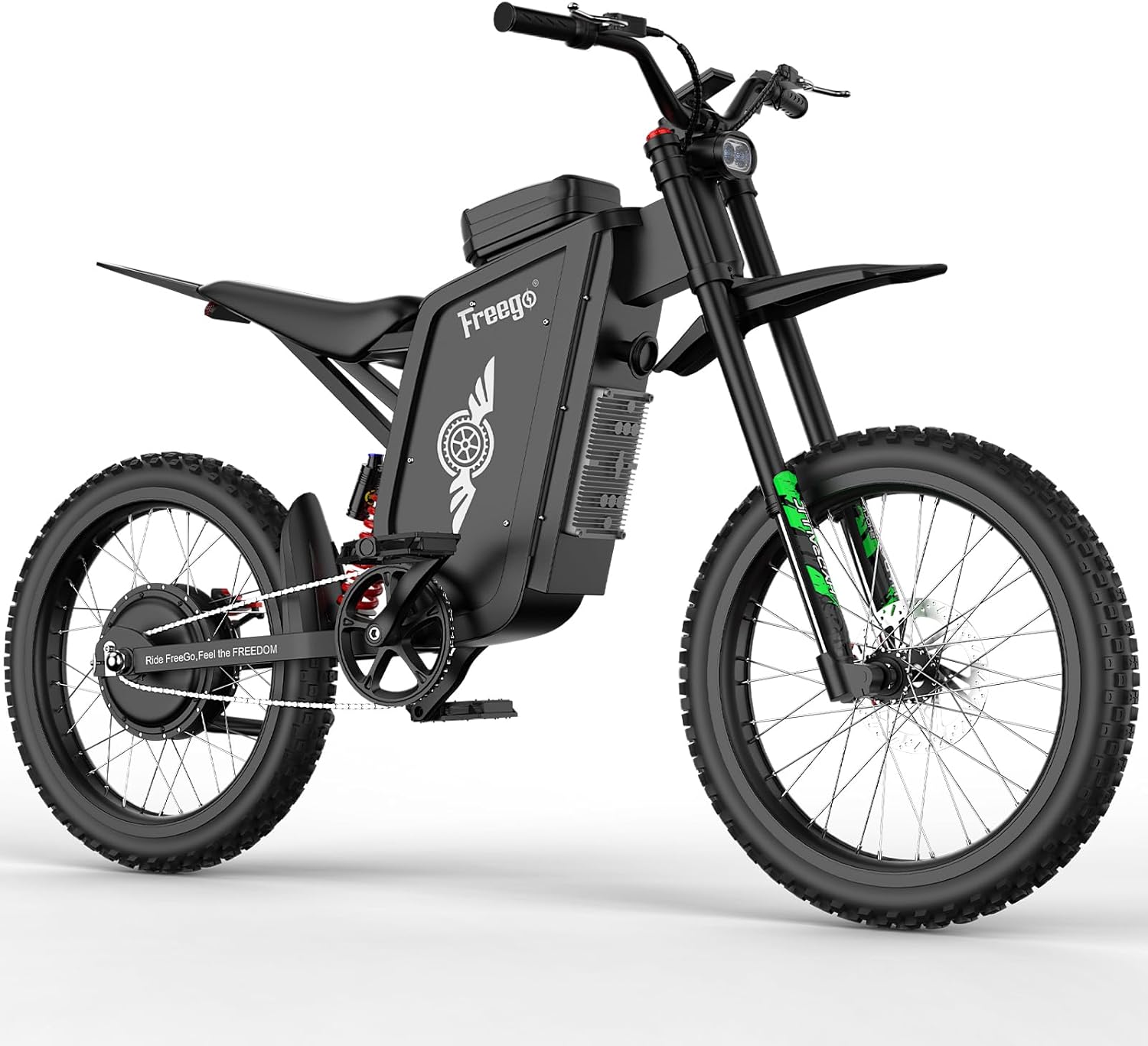 Freego X3 Electric Dirt Bike for Adults, 8000W Peak Motor, 72V 50Ah Battery, Up to 56MPH Off-Road Electric Motorcycle, 19x2.7” Tires, Full Suspension & Hydraulic Disc Brakes 230N·m Torque