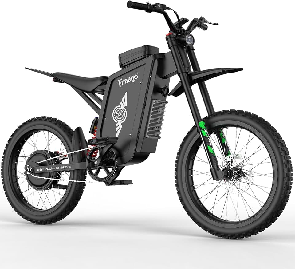 Freego X3Pro Electric Dirt Bike for Adults, 8000W Peak Motor, 72V 50Ah Battery, Up to 56MPH Off-Road Electric Motorcycle, 19x2.7” Tires, Full Suspension & Hydraulic Disc Brakes 230N·m Torque