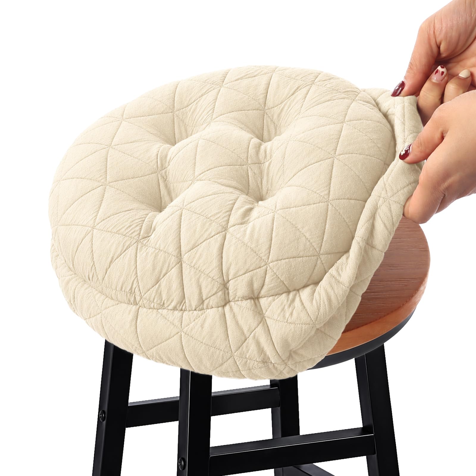 Luxury Bar Stool Cushion - Black Jacquard -27