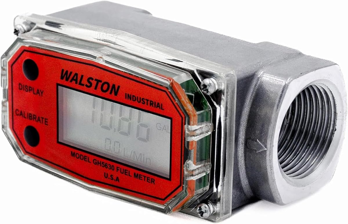 Medidor de flujo de combustible de turbina digital de 1 pulgada, medidor de combustible NPT de 3-30 GPM, diésel, gasolina, aceite y otros líquidos, galones, litros, cuartos, pintas