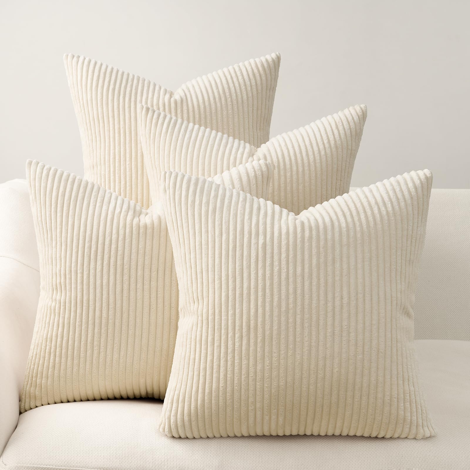 Topfinel Decorative Beige Throw Pillow Covers Cushion Cases, Set of 4 Soft Velvet Modern Double-Sided Designs, Natural Home Decor, Pillow Inserts Not Included (12x12 inch)