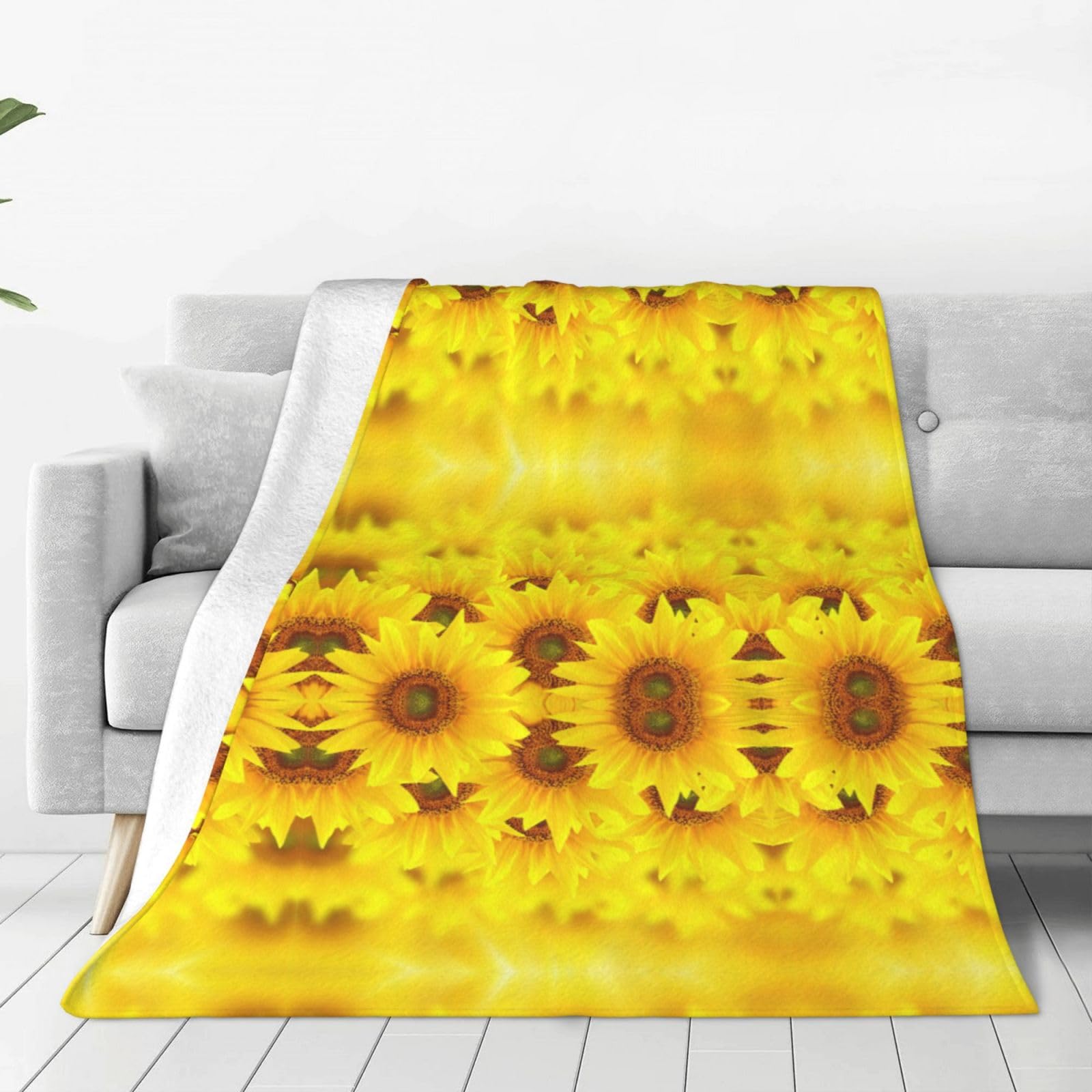 Couverture flanelle ultra douce et polyvalente toutes saisons jaune tournesol