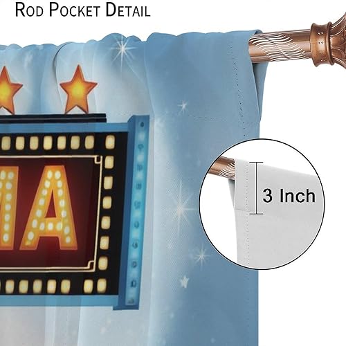 Miniatura 37 de Cortinas opacas para cine en casa, diseño retro moderno, tiras de película de palomitas de maíz para cámara de película, bolsillo para barra,