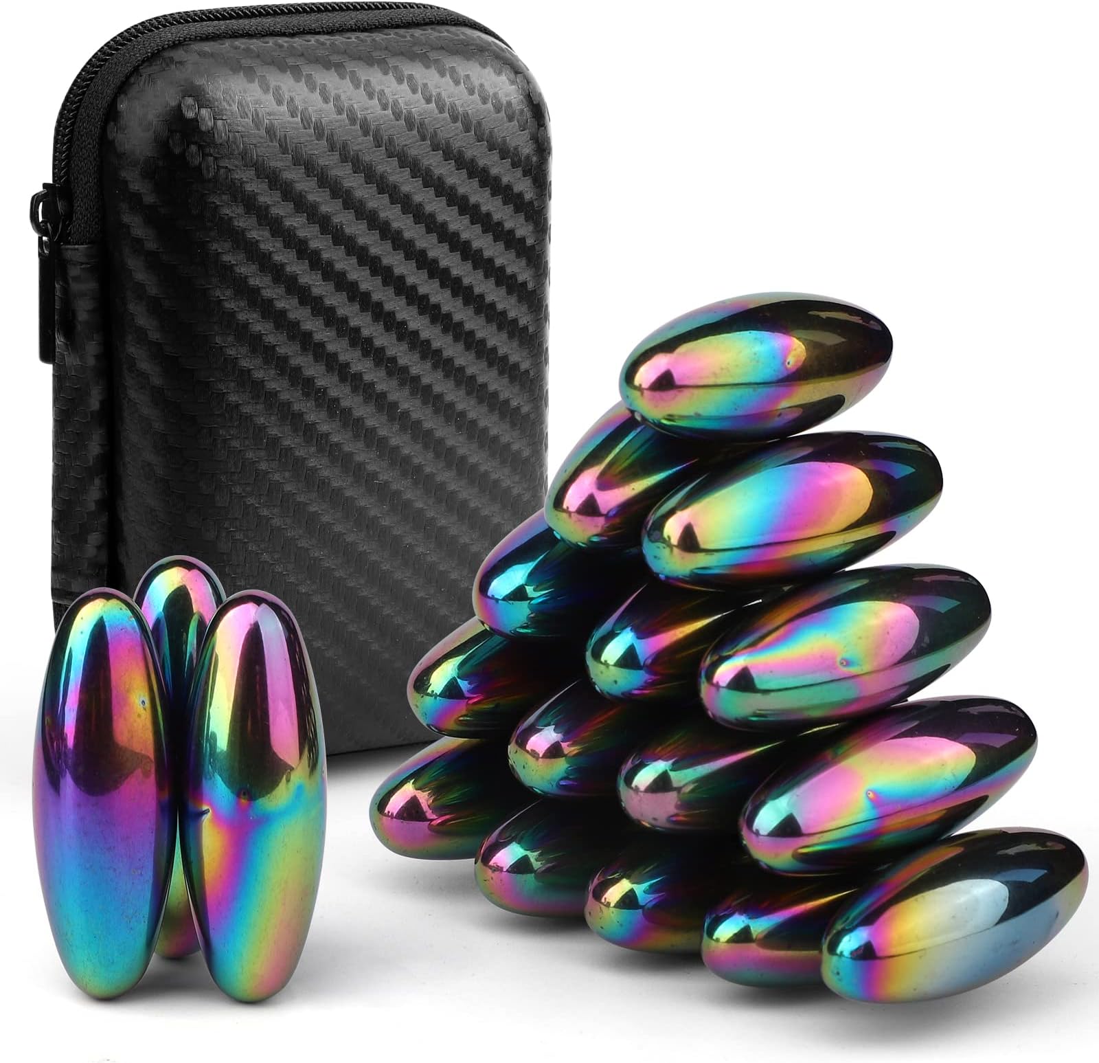 Rattle Fidget Magnets Snake Eggs for Adults, Hand Roller Magnetic Oval Toy for Men, Compatible with Ferrite Putty Office Desk Decor, Gift for Teachers, Researchers 18PCS