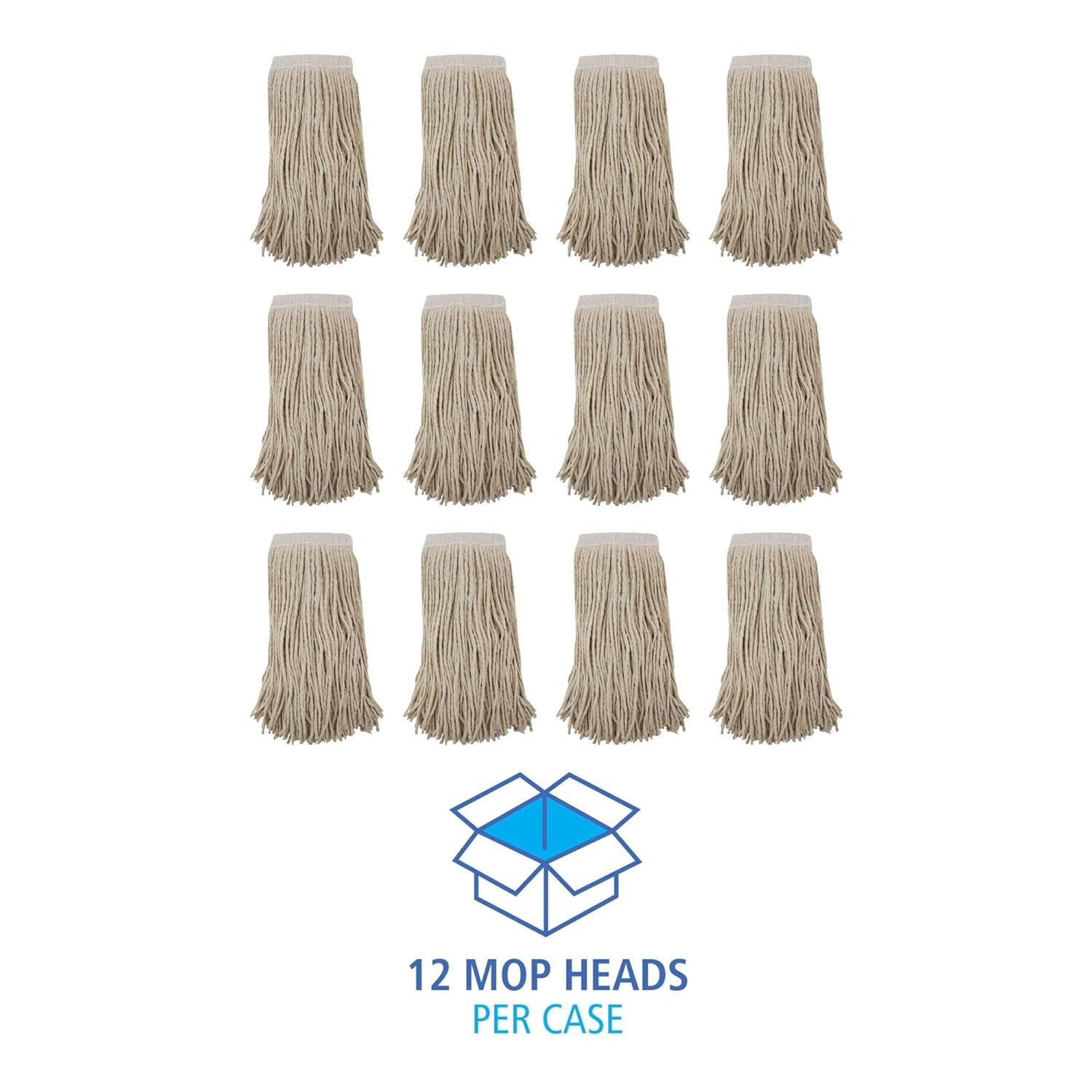 Boardwalk BWK324C Mop Head, Premium Saddleback Head, Cotton Fiber, 24oz, White (Case of 12)