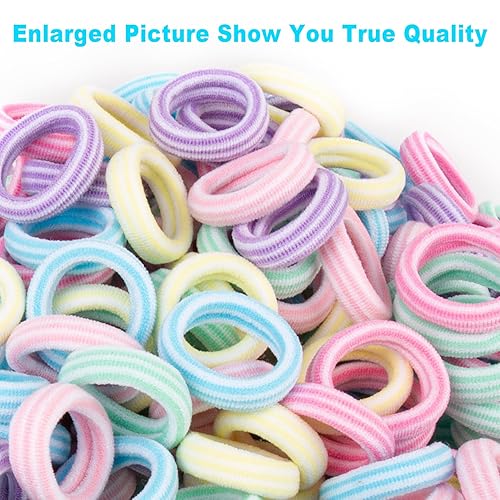 Miniatura 8 de 300 ligas negras para el pelo  Cola de caballo de algodón para bebés, bandas suaves y sin daños, 1.1 pulgadas de diámetro, elásticas sin costuras,