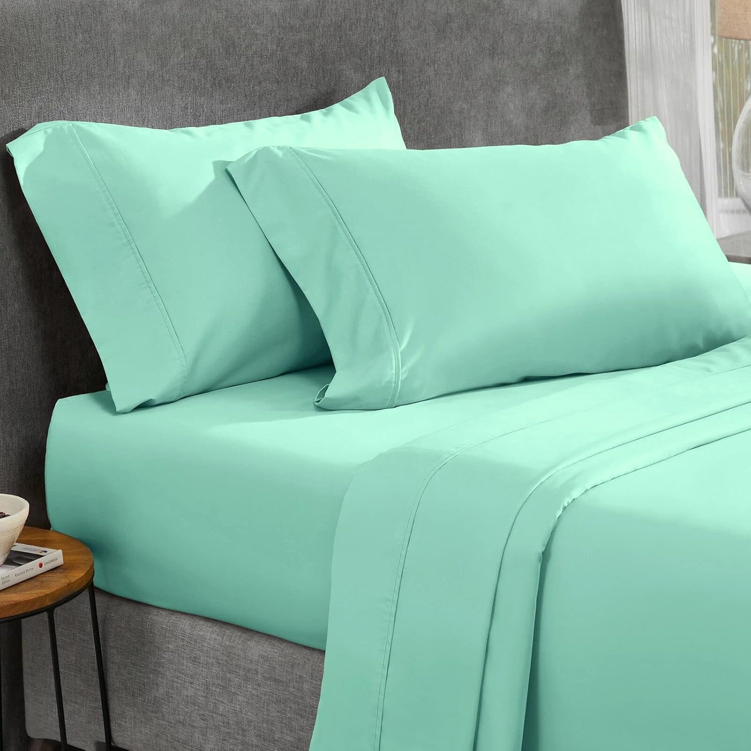 Pieridae Queen Sheet Set - 4 Pieces Aqua Sheets for Queen Size Bed - All Season Ultra Soft Luxury Hotel Bedding Sheets & Pillowcases, 16 Deep Pocket Queen Fitted Sheet, Easy Care - Queen Bed Sheets
