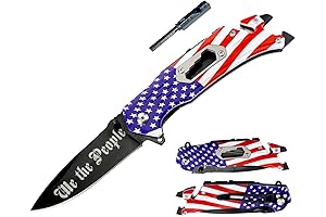 8 Inches Folding Knife I Drop Point Straight Edge (American Flag)