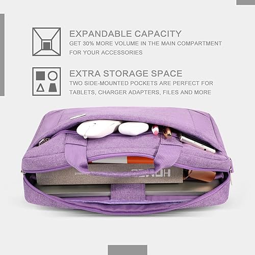 Miniatura 9 de Voova Maletín para laptop de 17 17.3 pulgadas, bolsa de mensajero multifunción expandible, funda de transporte impermeable para computadora con