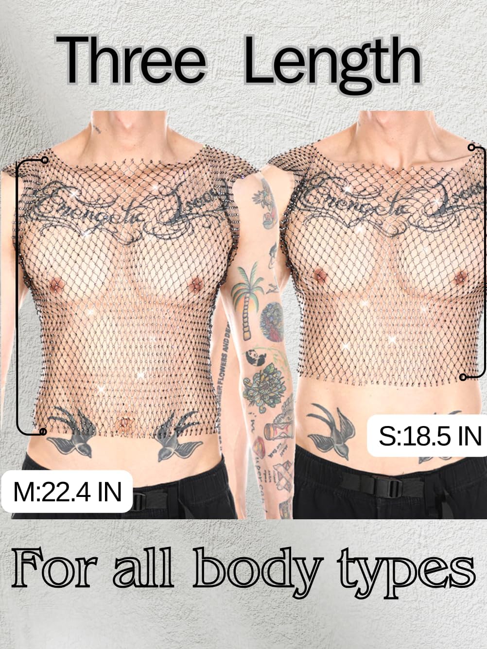 Kaei&Shi Rhinestone Mens Tank Tops Sheer Mesh See Through Fishnet Sparkly Rave Outfit Festival Crop Men Shirt Sexy Club Party - Image 6