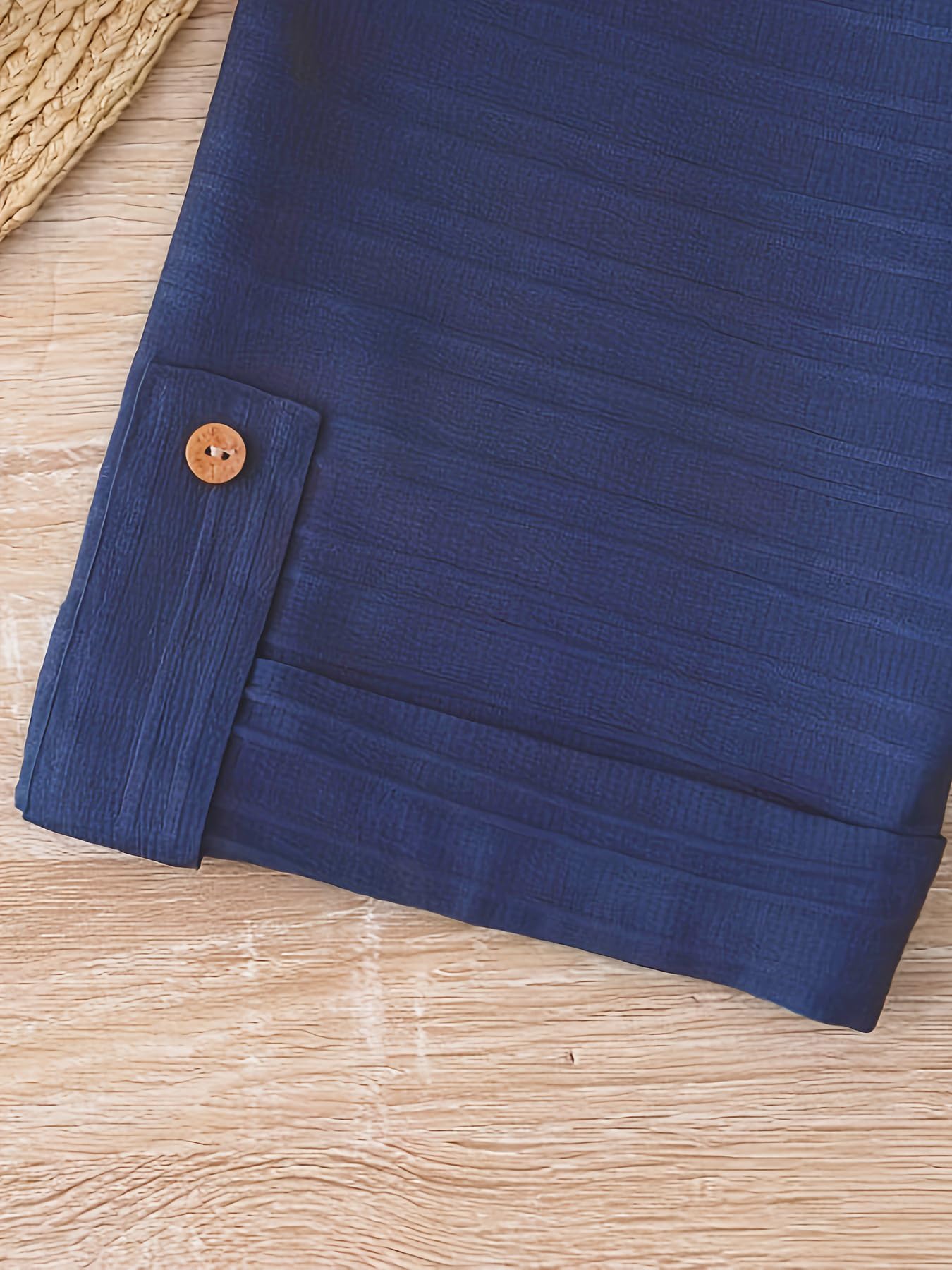 Shasmi Women's Navy Blue Solid Color Woven Long Sleeve Shirt Dress With Button Cuff, Business Casual (Dress 160 N Blue-M)