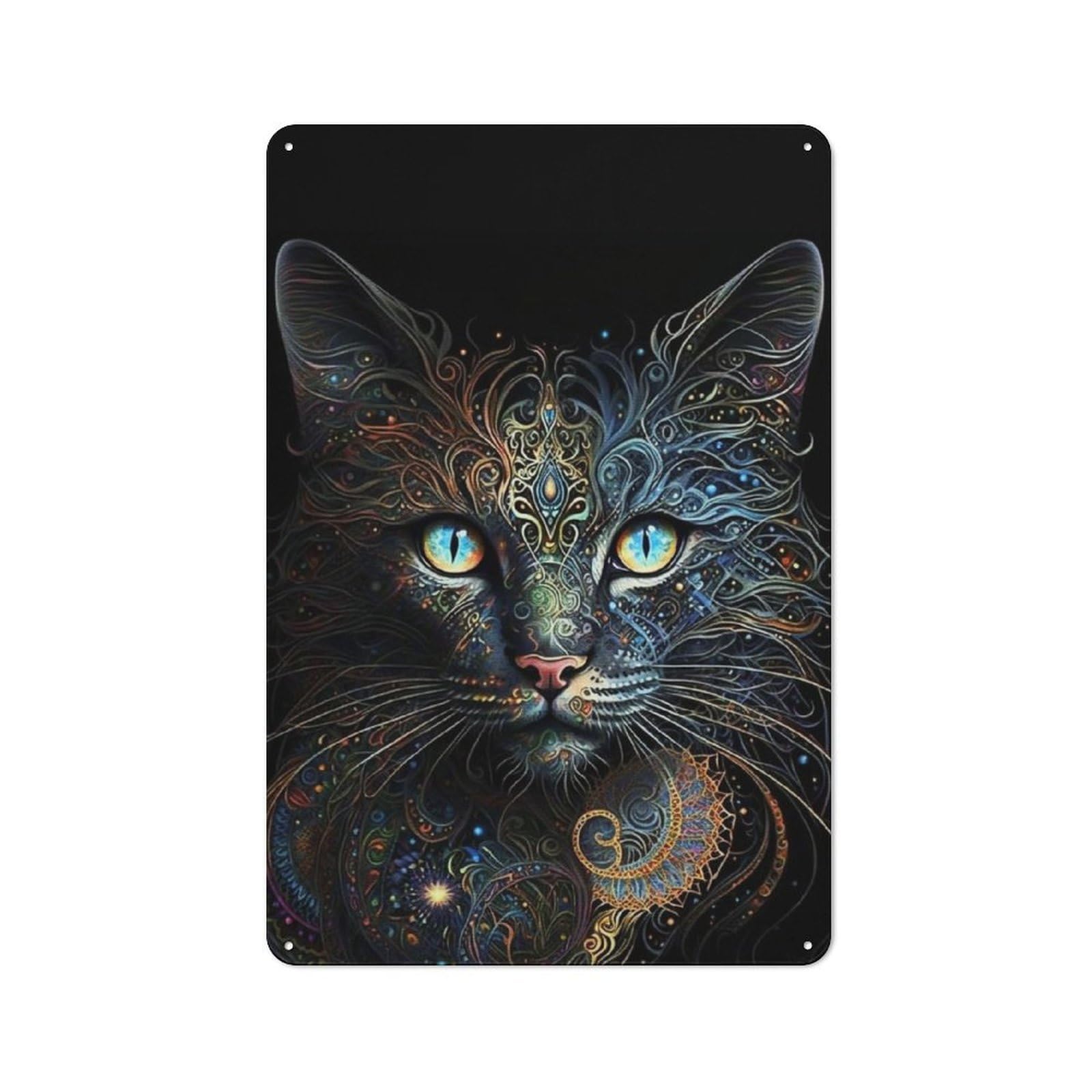 Junmoney Portrait Art Kitty Retro Metal Sign 30X20cm Featuring For Hallway Wall, For Kitchen, Dining Room And Home Bar Wall Decor