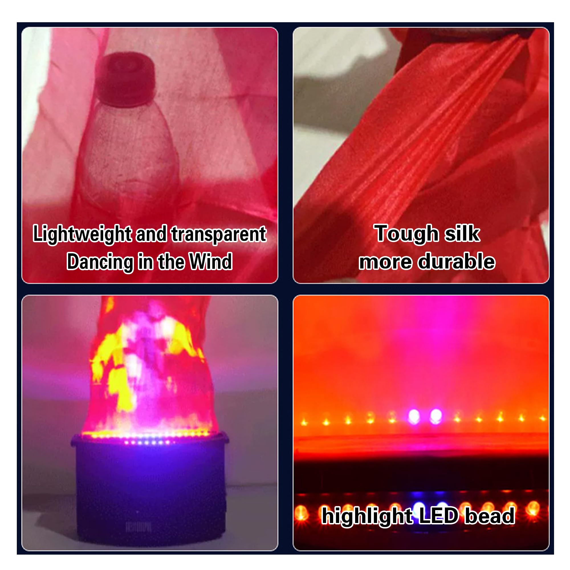 Led-kunstflammelampe - 3D Künstliche Simulierte Flamme, 42 Superhelle Led-perlen & Flammenstoff, Elektrische Künstliche Lagerfeuer-bühnenlichter Für Party- Und Nachtclubdekoration 1-pcs 2M