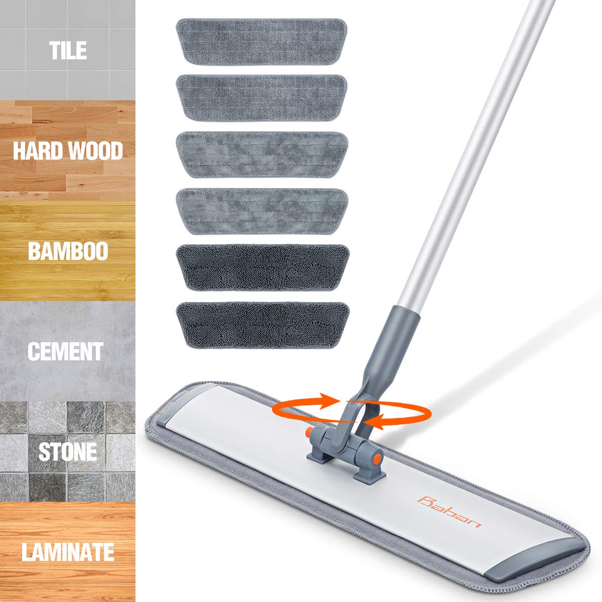 Buy Microfiber Mop Floor Cleaning System,Baban 60" Hardwood Floor Mop