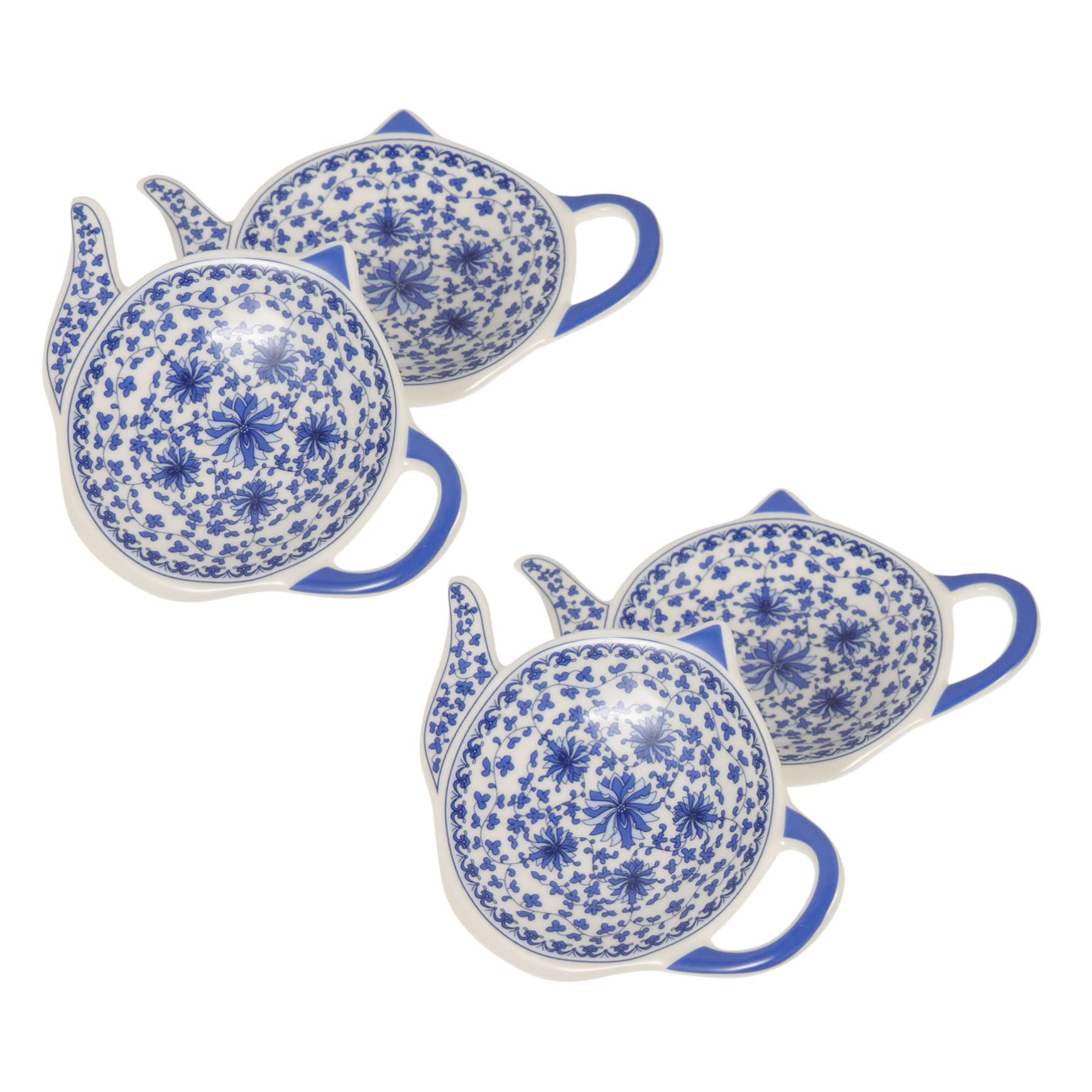 Luxshiny 4pcs Tea Bag Storage Organizer Tea Bag Holder Tea Bag Tidy Dish Teabag Saucers for Tea Lovers Teapot Teabag Dish Teabag Holder Dish Covers Teabag Coaster Themed Fancy Ceramics Blue