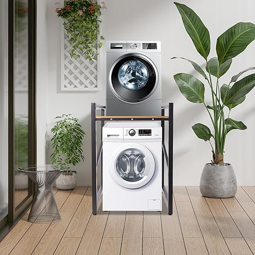 Miniatura 4 de Soporte apilable para lavadora y secadora de altura ajustable, estantes resistentes para lavadora y secadora para lavandería, apartamentos, garajes