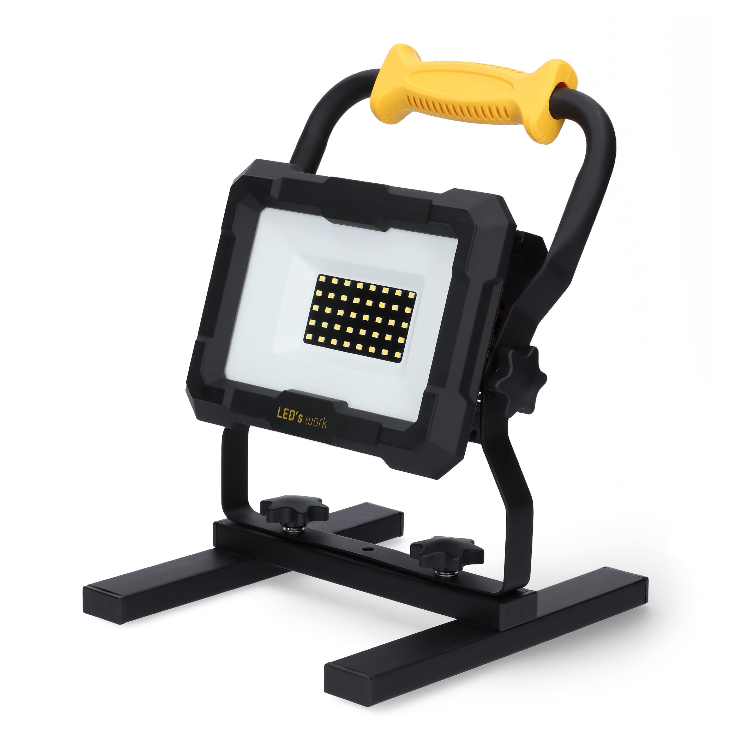 LED's work LED Akku Baustrahler 20W – 2000 Lumen kaltweiß – kompatibel mit 18V Bosch Professional, Makita, Metabo (CAS), Einhell – dimmbare Baustellenlampe & mobile Arbeitsleuchte