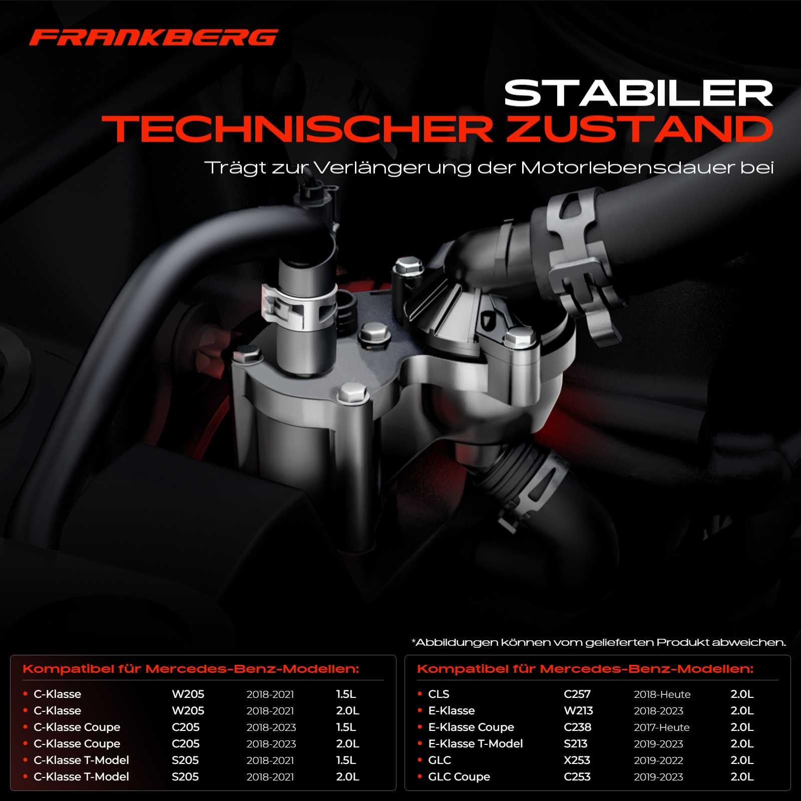 Frankberg Thermostat Kühlmittel 2-polig 2642001501 | Kompatibel mit GLC Coupe C253, GLC X253, E-Klasse Coupe C238, E-Klasse T-Model S213, E-Klasse W213