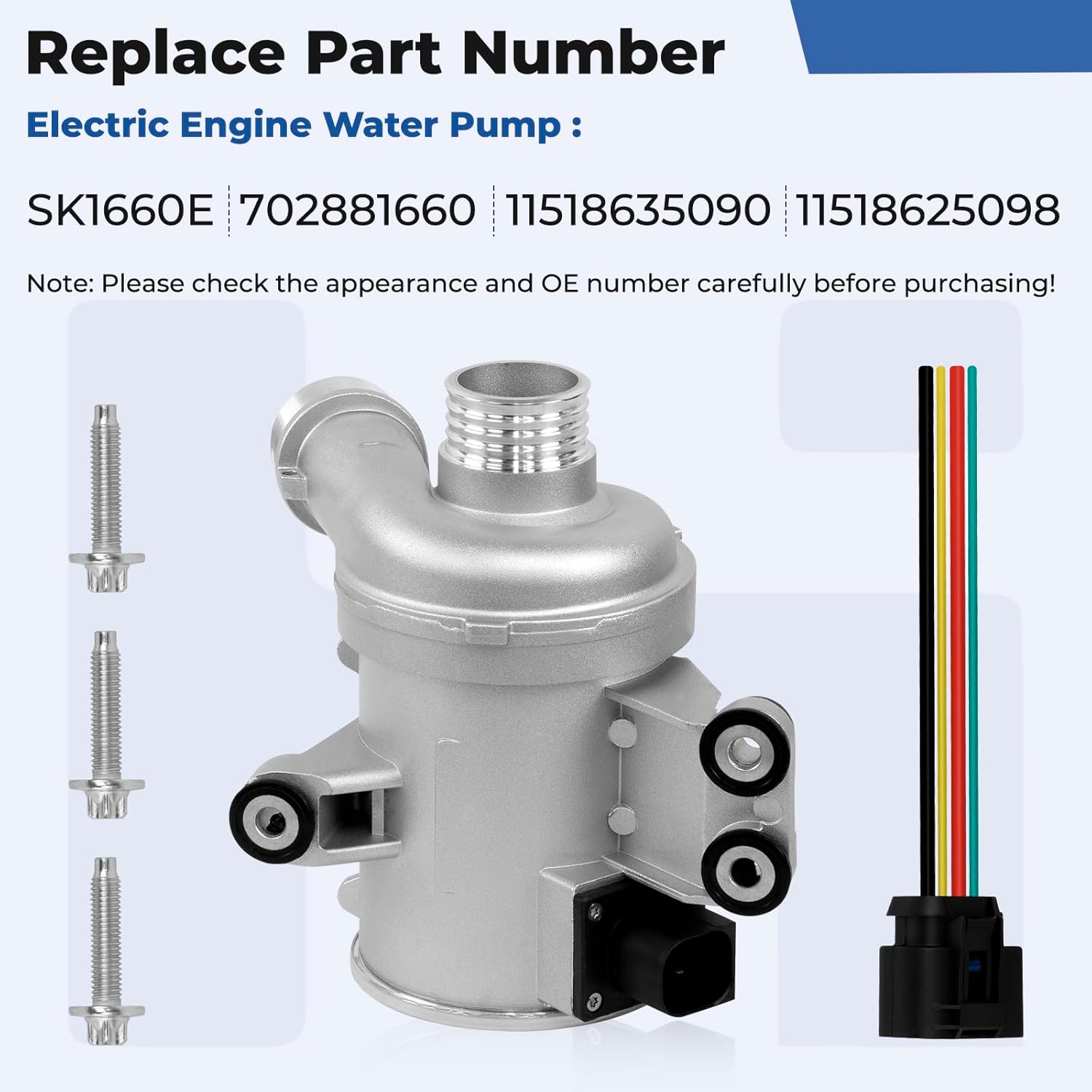 11518635090 Electric Engine Water Pump w/ 11537598865 Engine Coolant Thermostat Housing Compatible with BMW 335i,435i,X5,X6,335i xDrive,335i GT xDrive,435i xDrive,Gran Coupe,M2,M235i,M235i xDrive