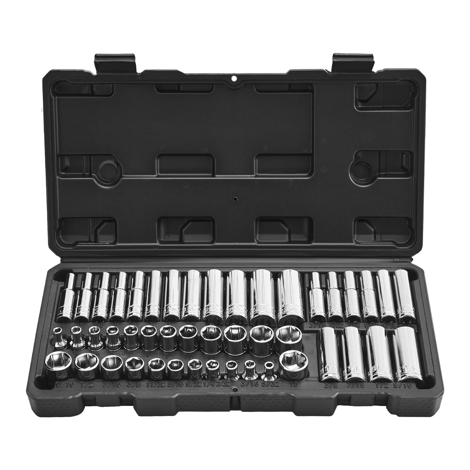 VEVOR Socket Set, 46 Pieces, 1/4 inch Drive Socket Tool Set, SAE and Metric Size, Deep and Standard, Mechanic Tool Kit with Storage Case, Chrome