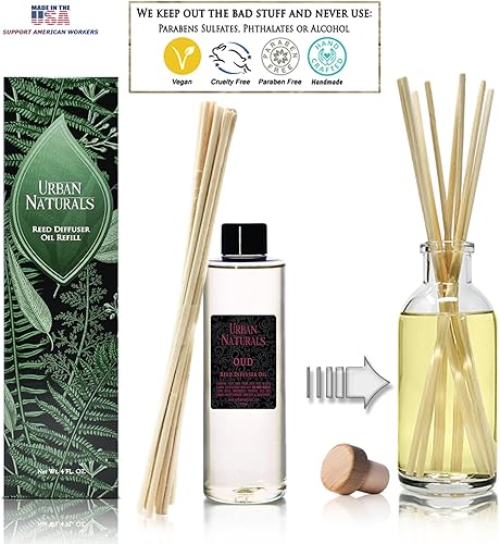 Miniatura 441 de Urban Naturals Reed Diffuser Oil Refill Ocean Mist Sea Salt with Salt Spray, Violet Leaf, Sea Grass, Driftwood 8 oz + Free Reed Sticks, Made in The