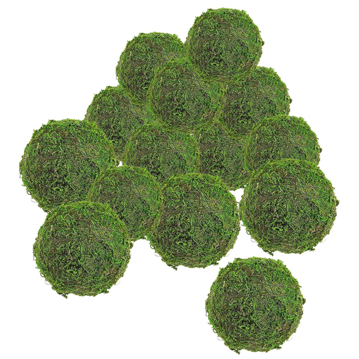 PRETYZOOM 14 Palline Decorative di Muschio Finto 8cm e 6cm, Ornamento Naturale per Vasi e Centrotavola, Accessori Decorativi per Casa, Giardino, Ufficio e Matrimoni