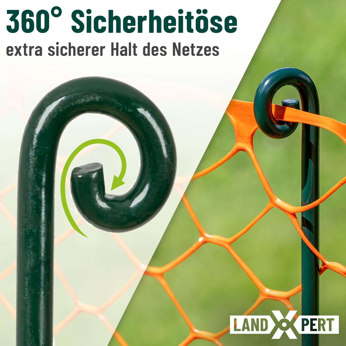 10x Metallpfahl 140cm mit Ringelöse für Netze Begrenzungszäune Absperrung