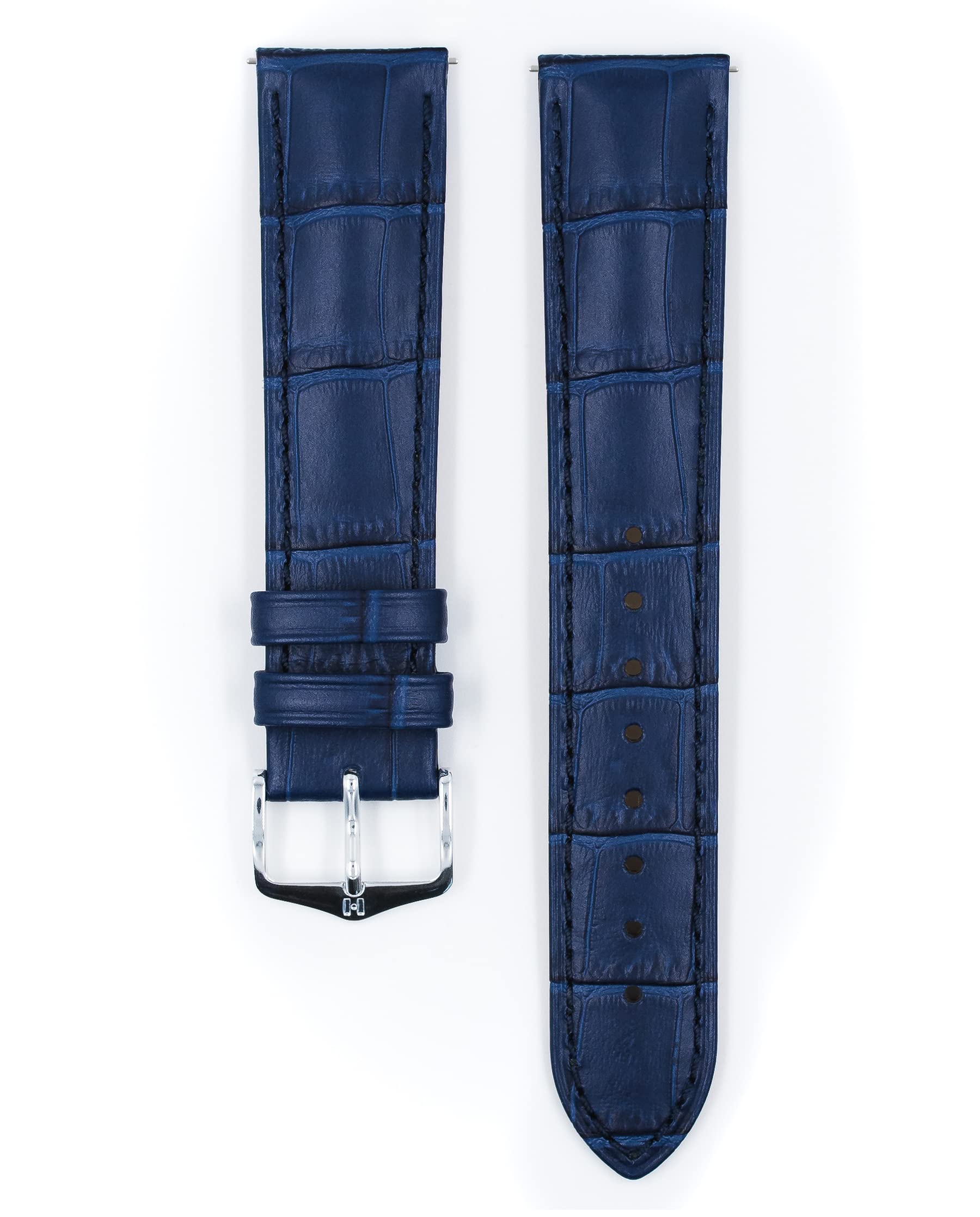 HIRSCH Unisex Uhrenarmband Alligator Style Modell Duke 20 mm Blau